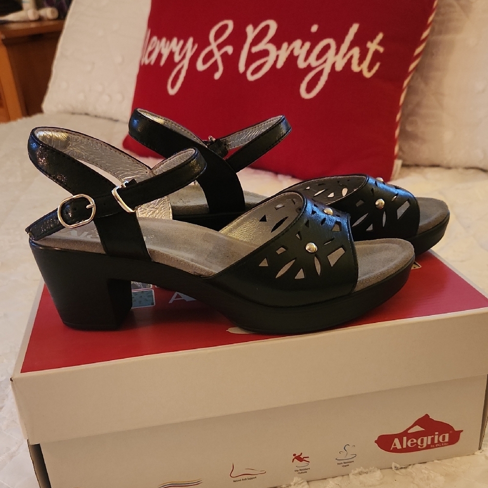 Alegria Black Strappy Sandals Size 36